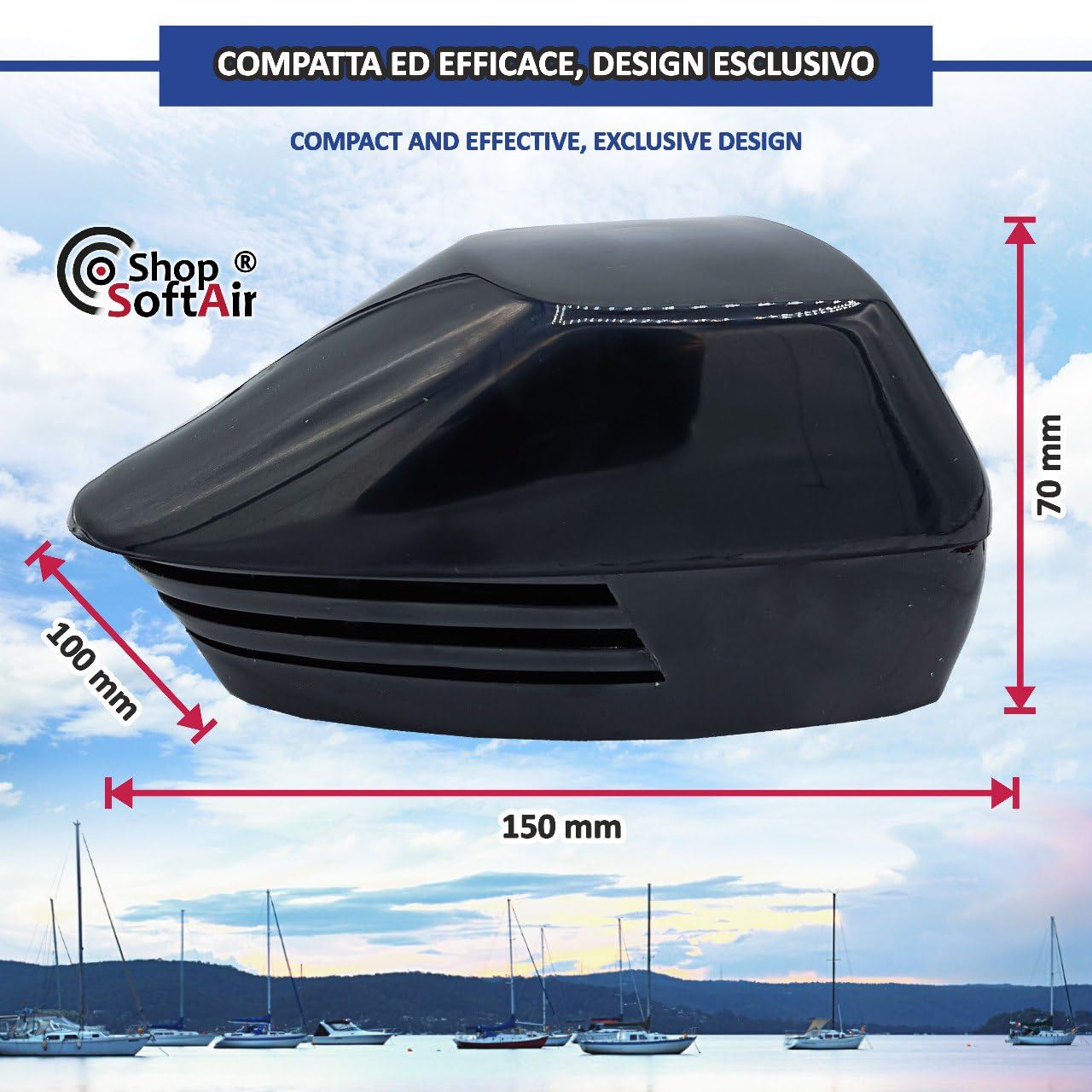 Bocina eléctrica náutica negra o blanca 12 V ABS para barco o bote inflable con soporte y tornillos de acero inoxidable (sirena Quad negra)