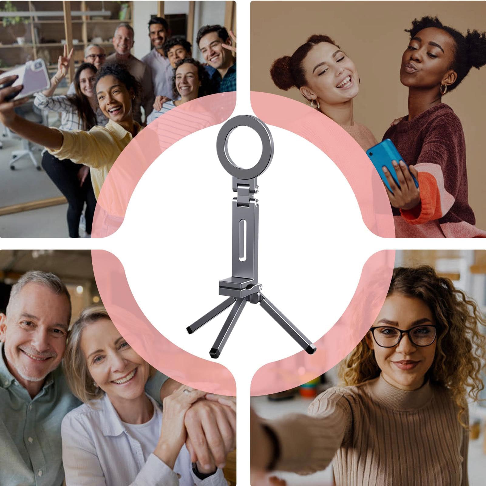 Clip portatile del supporto del cellulare del treppiede del telefono magnetico | Supporto per telefono pieghevole con clip magica regolabile a 360° per smartphone, casa, palestra, allenamento