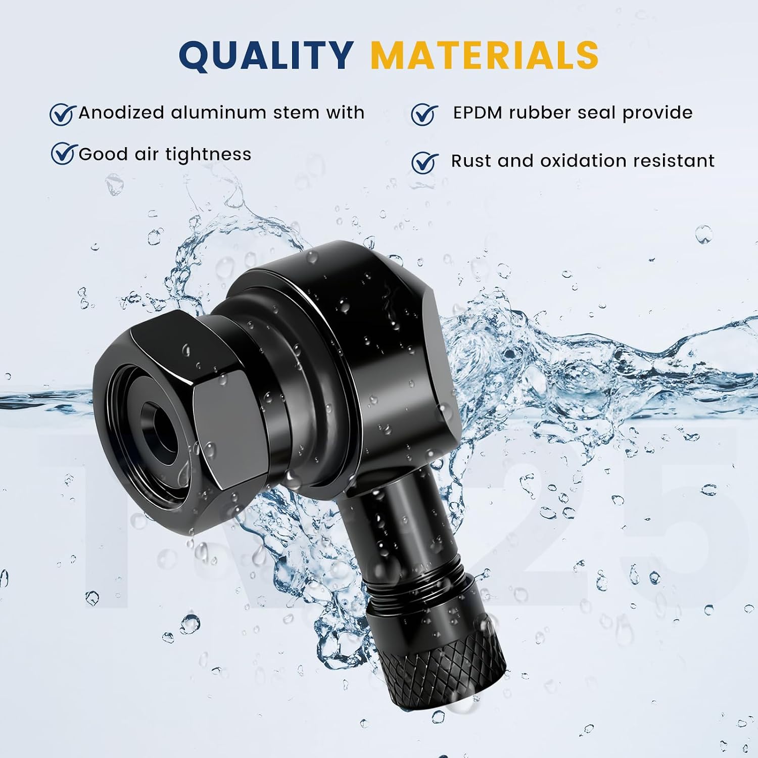 2pcs 90 Degree Matte Black Motorcycle Tire Valve Stems Install Diameter 10-11.3mm for Harley Davidson, BMW, Honda, Kawasaki, Suzuki, Yamaha and Triumph Bike
