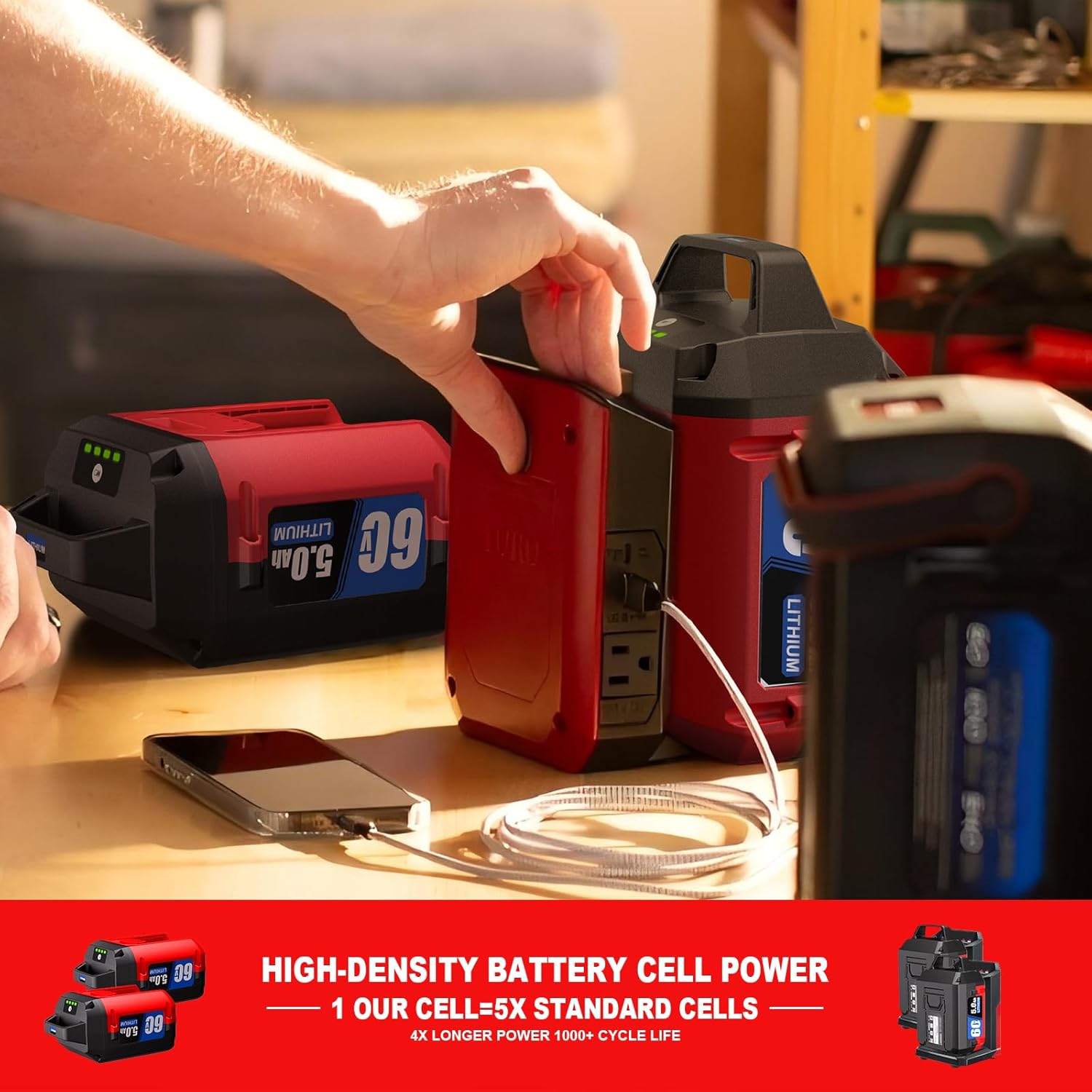 60V Replacement for Toro 60V Battery 5.0AhL108 L135 L216 L324 L40, Compatible with Toro Battery Flex-Force Power System for 60V Power Tools (RED)