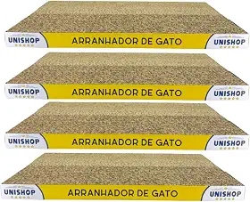 Kit 4 Arranhadores de Gato em Papelão Ondulado Anti Estresse Aparência de Madeira