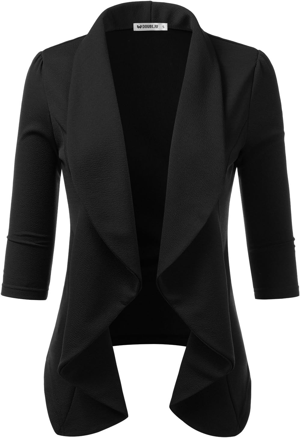 DOUBLJU Women's Classic Draped Open Front Lightweight Blazer Jacket with Plus Size