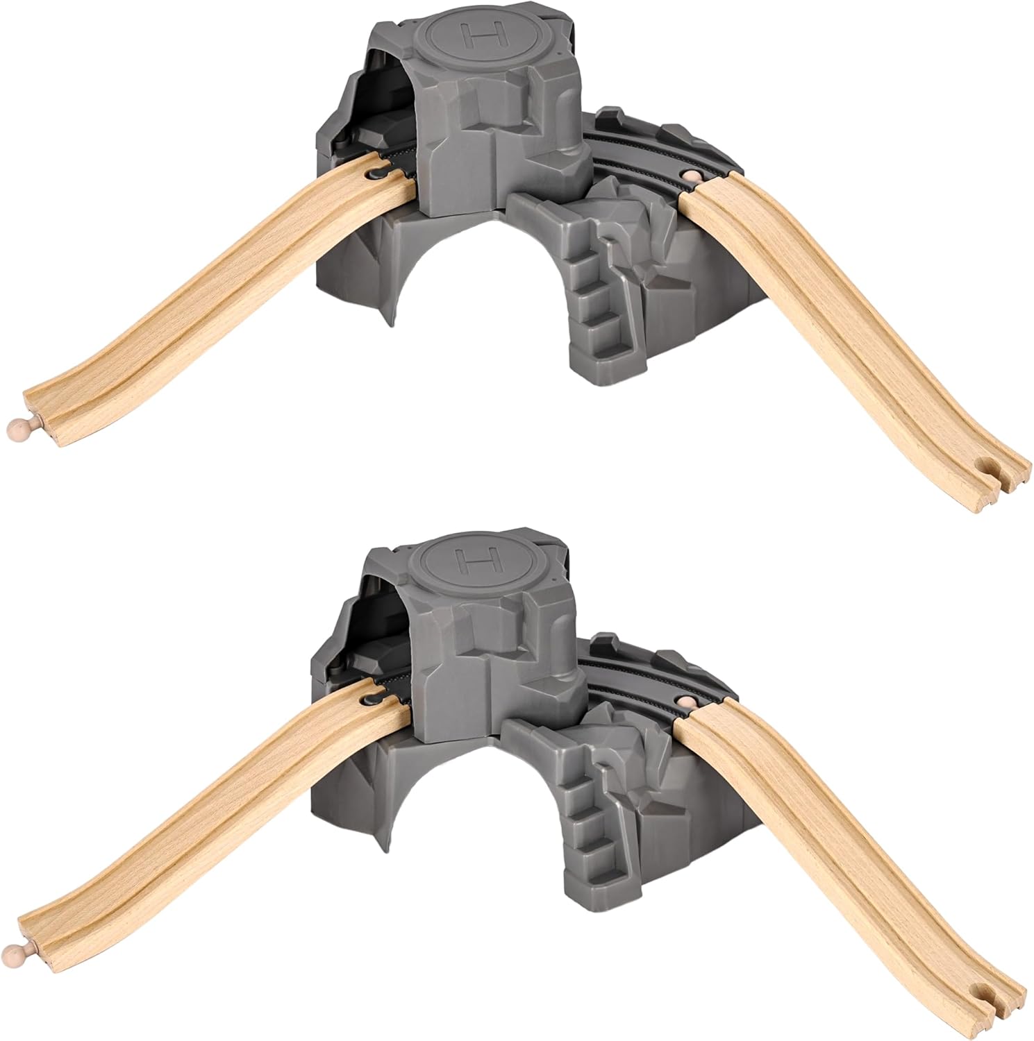 6 Pack Train Cave Tunnel Train Track Wooden Train Railway Ascending Tracks Wood Track Accessories Train Track Expansion Packs Compatible with All Major Wooden Railways