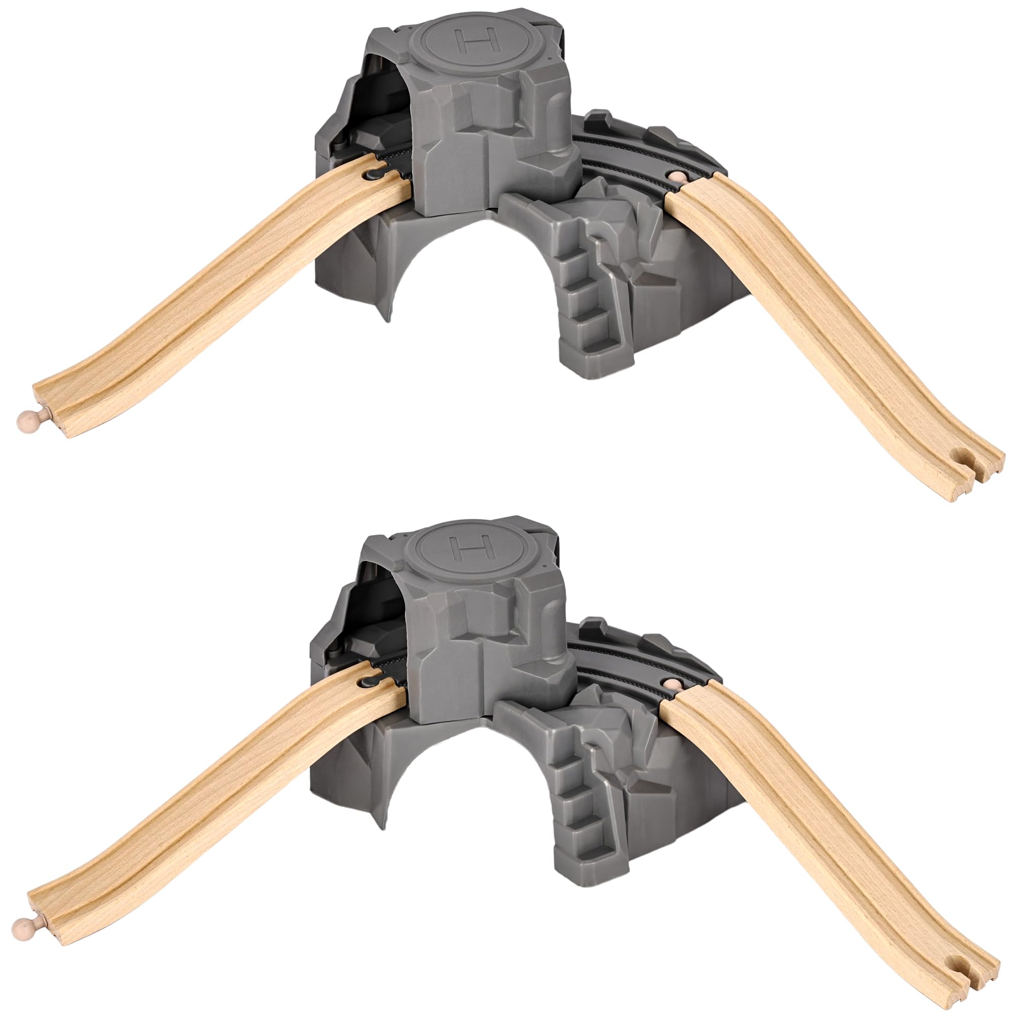 6 Pack Train Cave Tunnel Train Track Wooden Train Railway Ascending Tracks Wood Track Accessories Train Track Expansion Packs Compatible with All Major Wooden Railways