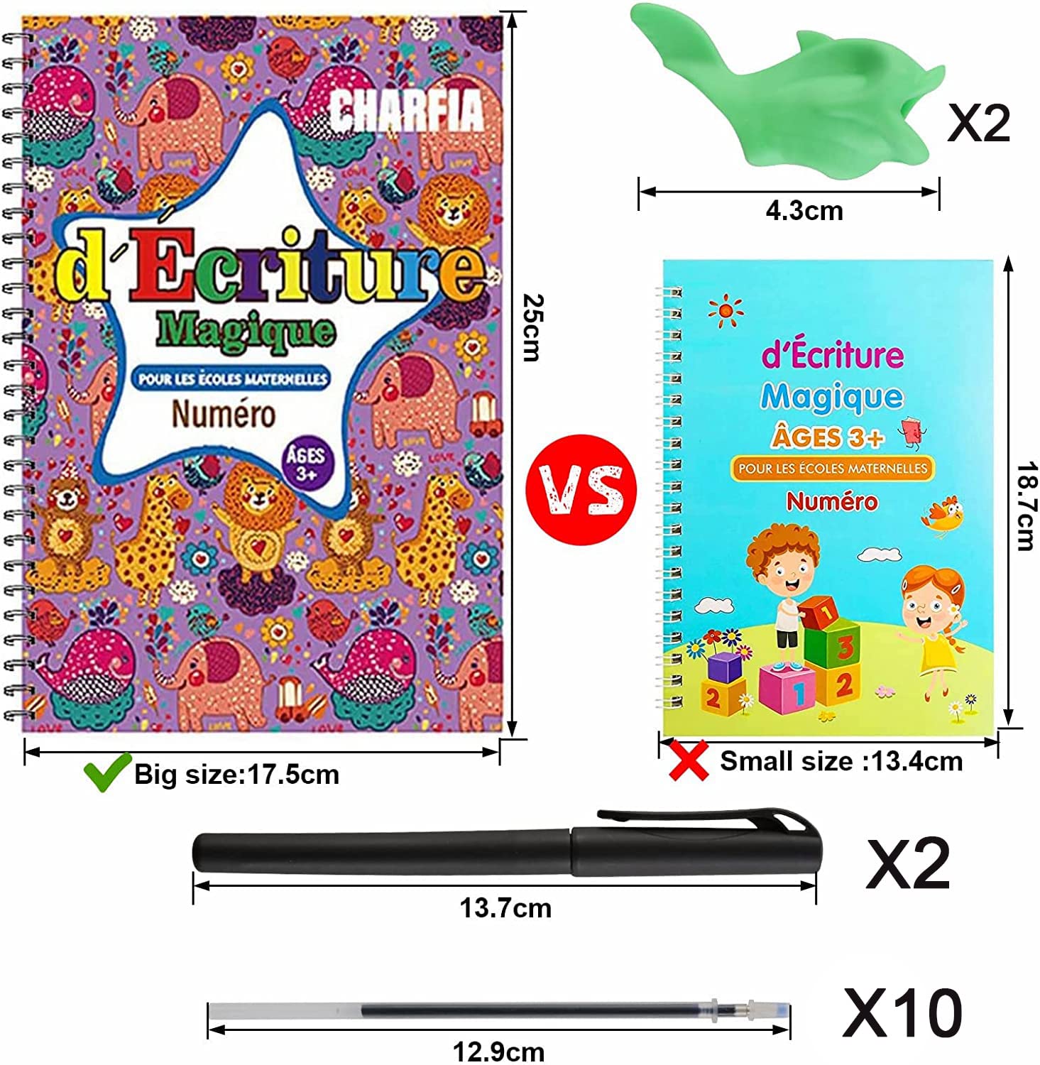 Magisches Schreibheft-Set Für Kinder – 4 Hefte, 3 Stifte, Nachfüllungen | Wiederverwendbar Für Kalligraphie