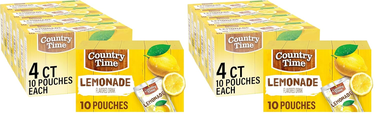 Country Time Lemonade Flavored Drink Pouches, 40 ct Pack (2 Boxes of 10)