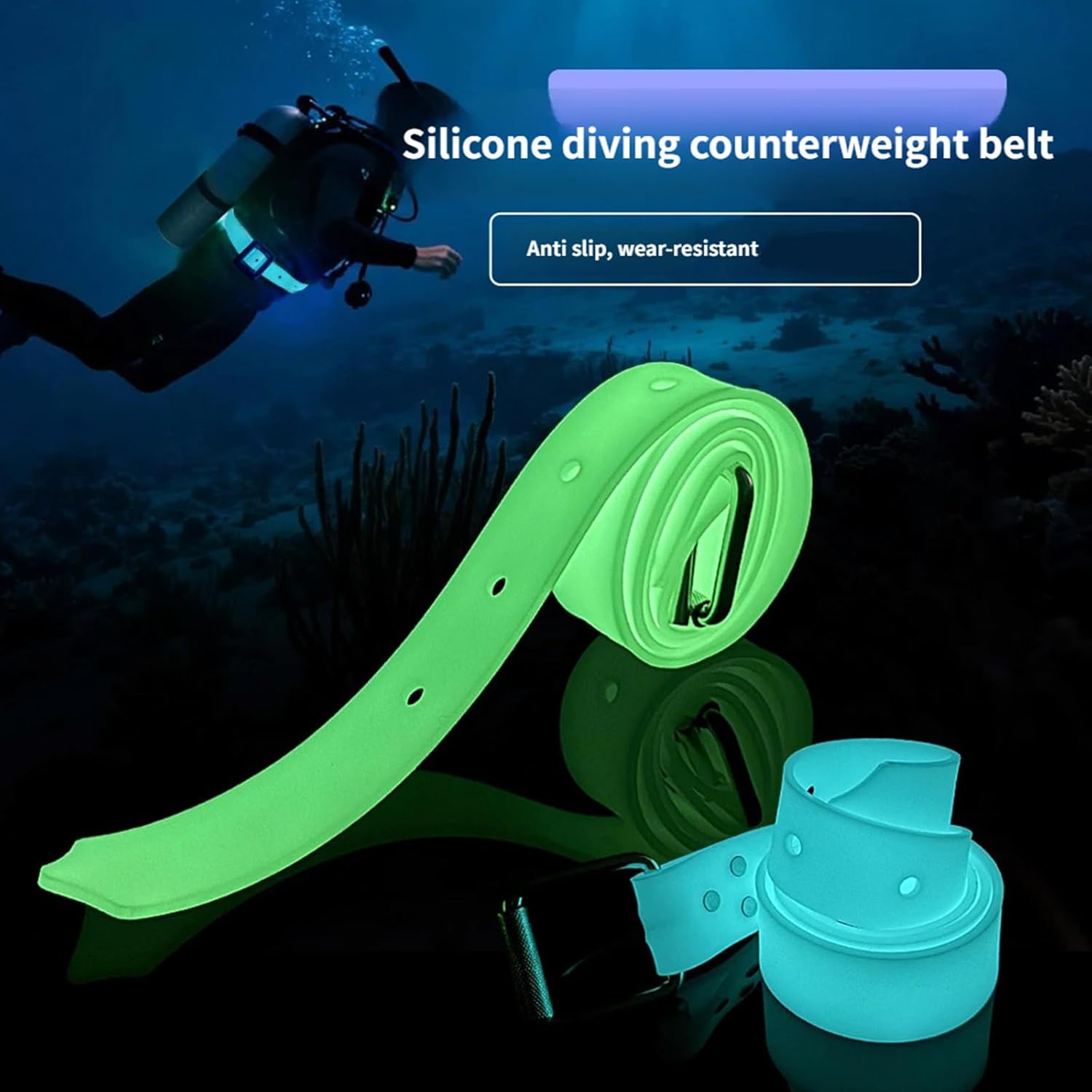 Scubas Waist Belt for Snorkeling Scubas Diving Spearfishing Water Sport Dive Weight Silicone Weight