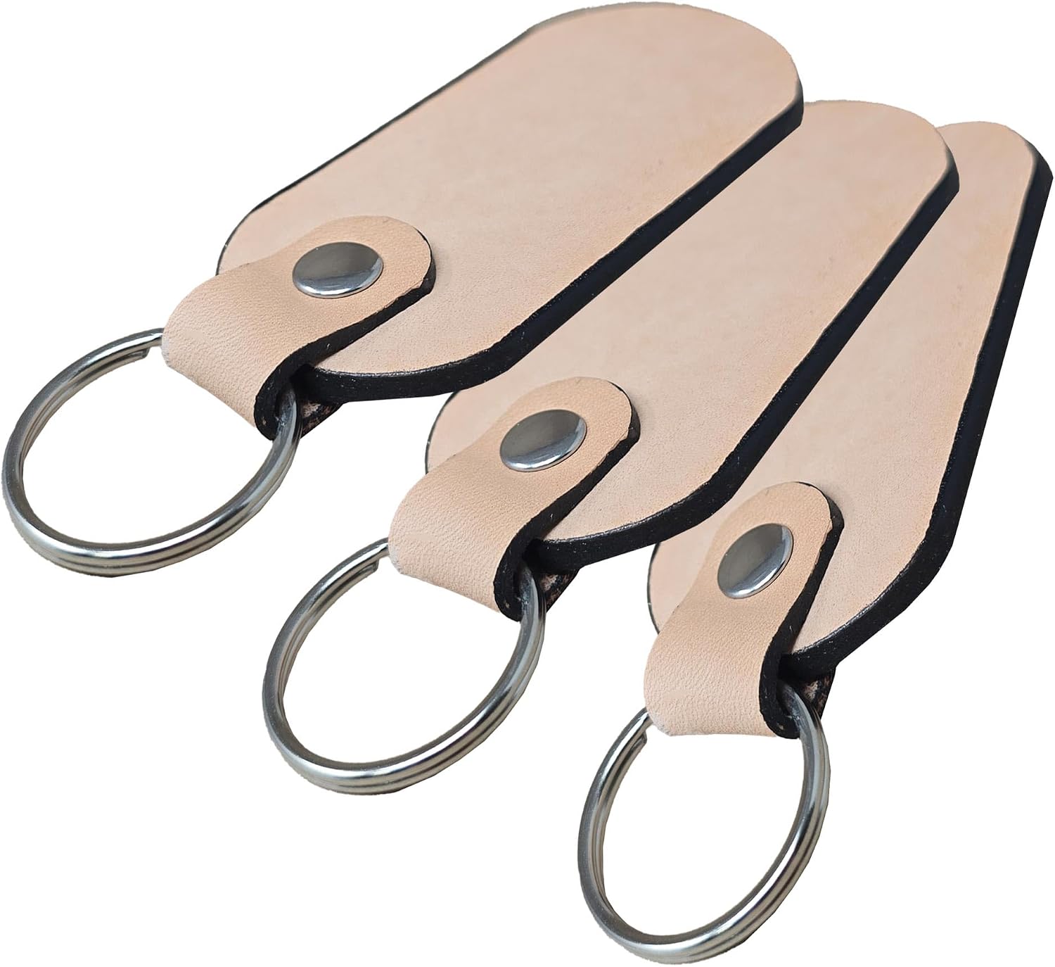 Blank Leather Keychains ready to be Personalized | 10 pack Leather Keyrings Blanks | Stamping, Tooling, Embossing, Engraving and Painting ready | Premium Vegetable Tanned Leather