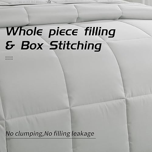 Miniatura 7 de HOMBYS Edredón de tamaño King extragrande de 120 x 128 pulgadas, ligero y alternativo para todas las estaciones, relleno de edredón acolchado con 8