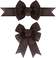 Vista 14 de 2 Piezas Lazos de Arpillera Prefabricados Hechos a Mano con Cinta con Alambre Negro para Coronas Decoraciones de Árbol Envoltura de Regalo