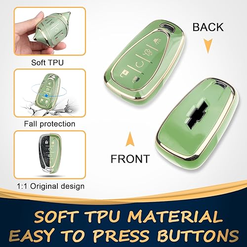 Miniatura 9 de QBUC Funda para llavero Chevy con llavero cromado y plateado, funda de protección de TPU suave compatible con Chevy Equinox Malibu Camaro Blazer
