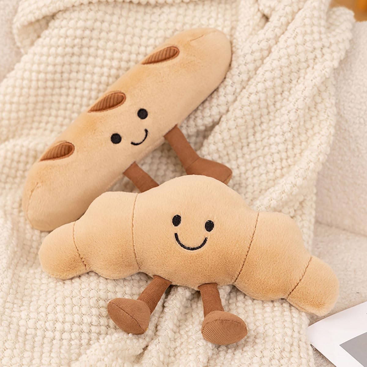 Croissant Plush Pillow，10" Funny Food Plushies，Soft Food Stuffed Animals Kawaii Birthday Gifts for Teen Boys