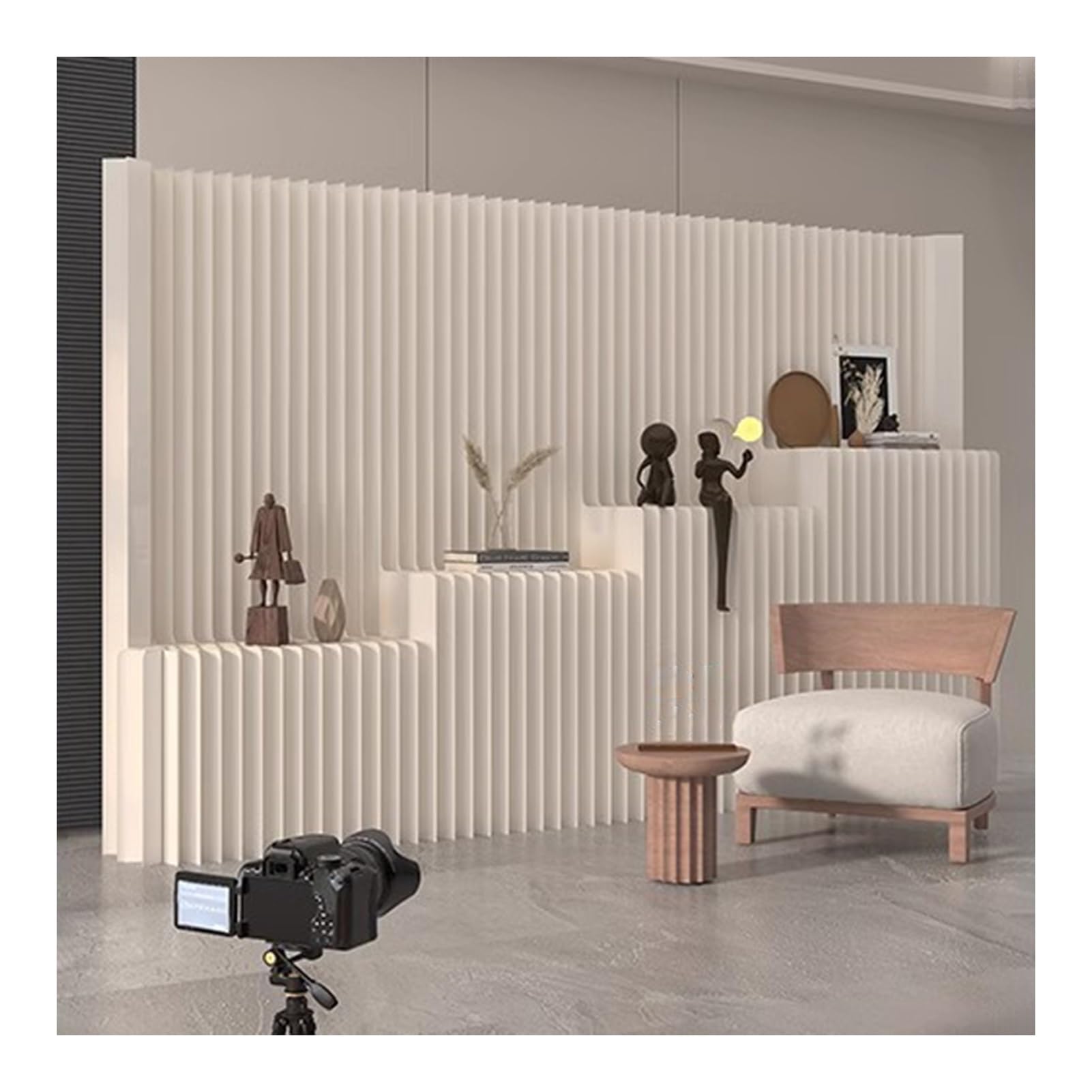 Divisori per ambienti, Pareti divisorie pieghevoli for la privacy con ripiano portaoggetti(2.4x5m/7.87x16.4ft)