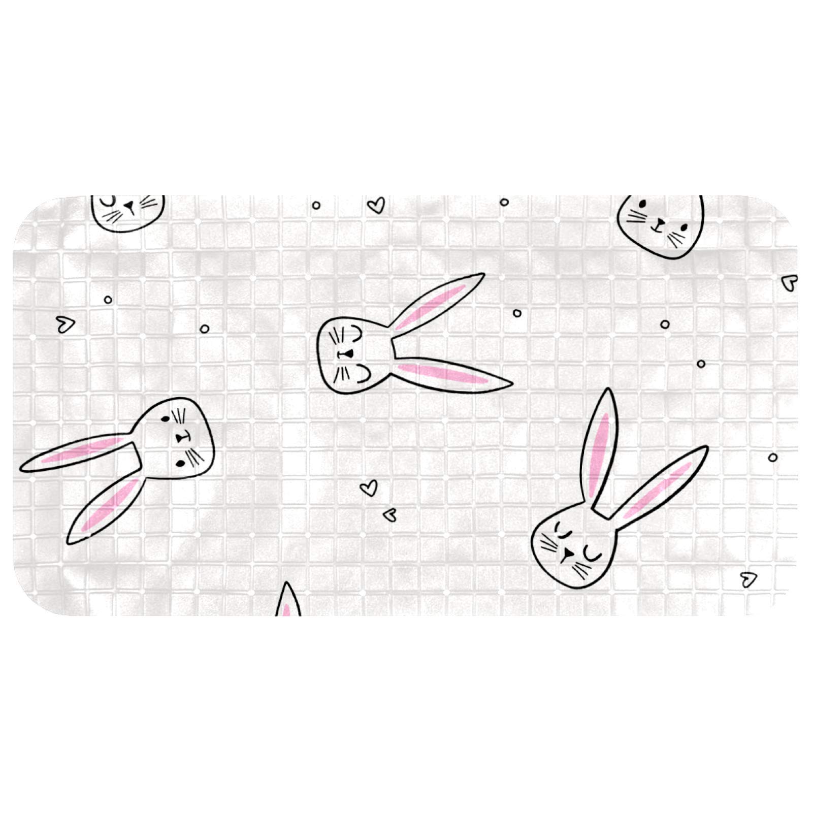 Tapis de bain pour enfants motif lapin et cœurs 37,5x68,5 cm