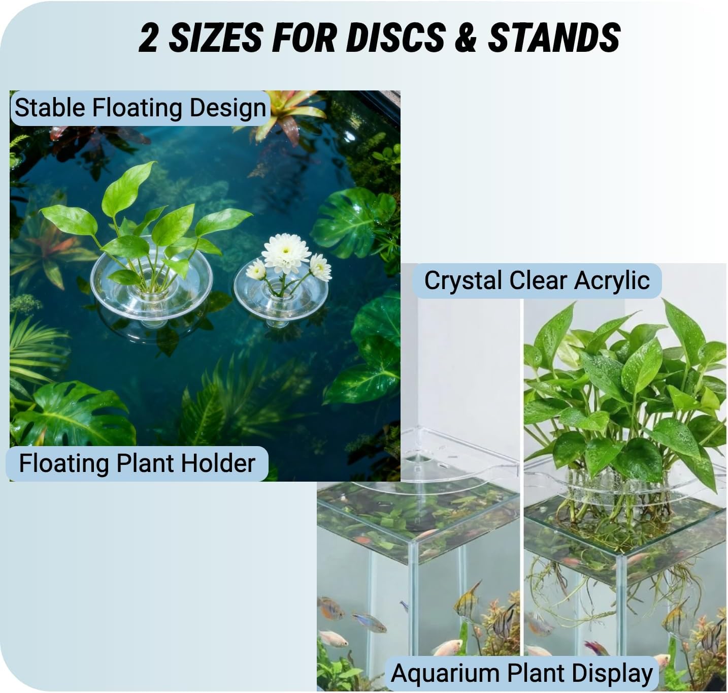 10 Pcs Creative Floating Floral Arrangement Holder,2pcs Aquarium Plant Holder 2025 Innovative Floating Flower Display Stand Clear Acrylic Floating Flower Bowl Stem Holder for Fish Tanks Table Hom Decor