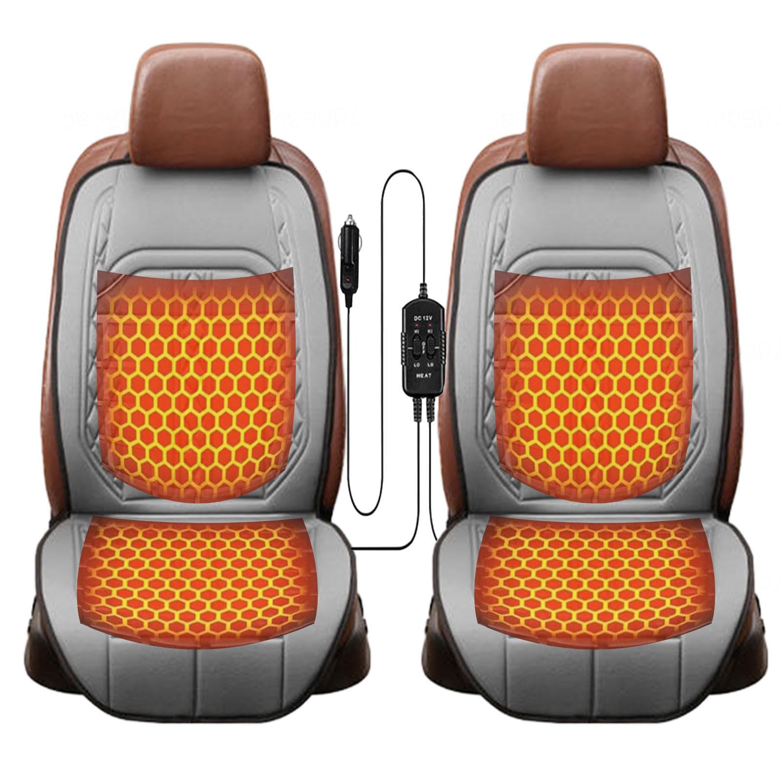 Car Seat Cover Funda Térmica Calefactable para Invierno Calefacción Rápida para Automóvil,Gray-twopieceset