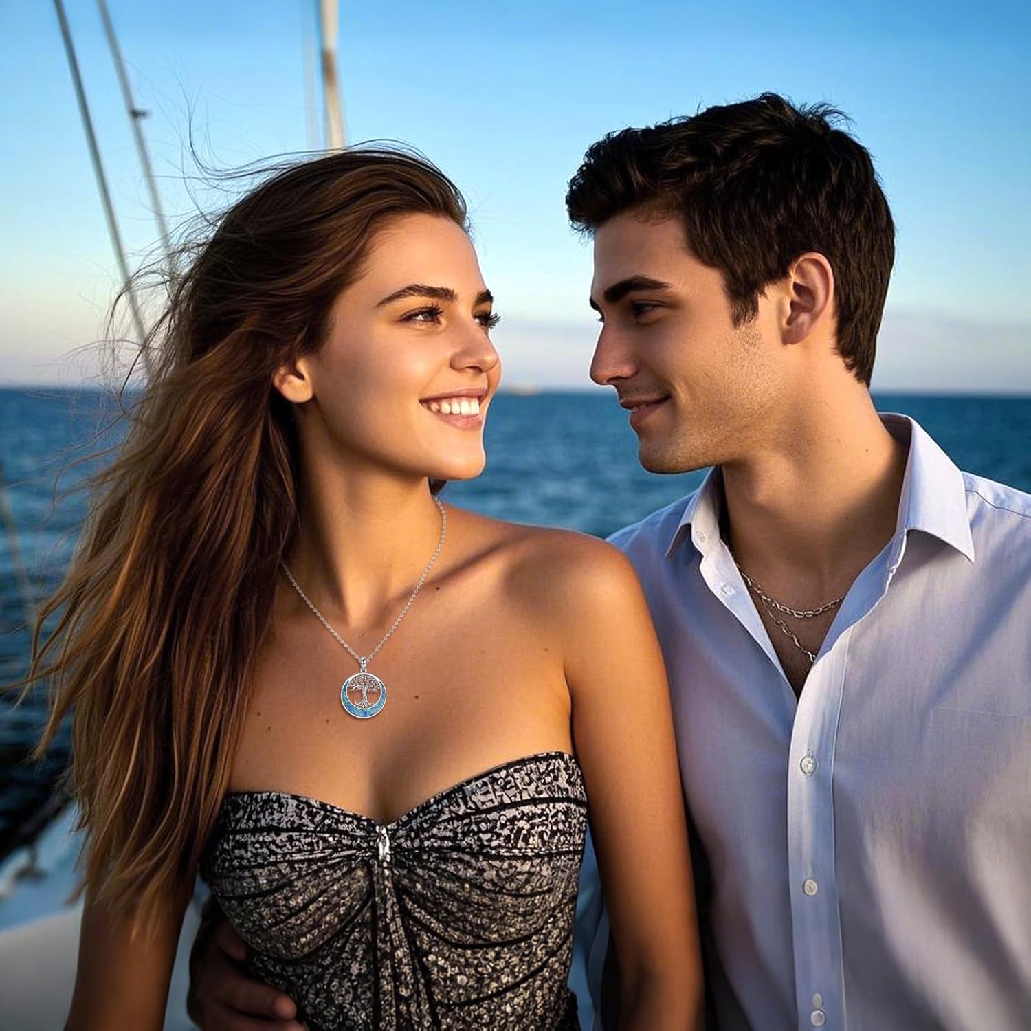 URONE Tree of Life Necklace 925 Sterling Silver Opal Tree of Life Pendant Family Tree of Life Jewelry Gifts for Women - Image 4