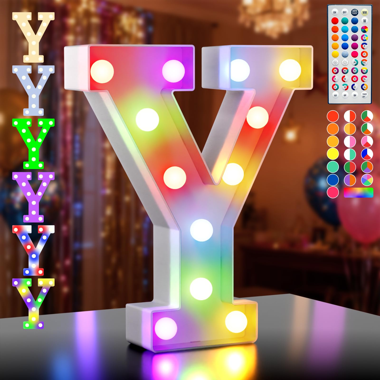 Ledido 35 Color Changing Light up Letter - LED Light Up Marquee Letters Sign for Birthday Decoration Gifts, LED Letter Lights for Wedding Anniversary Grad Home Bedroom Party Decor,Letter Y â image 1