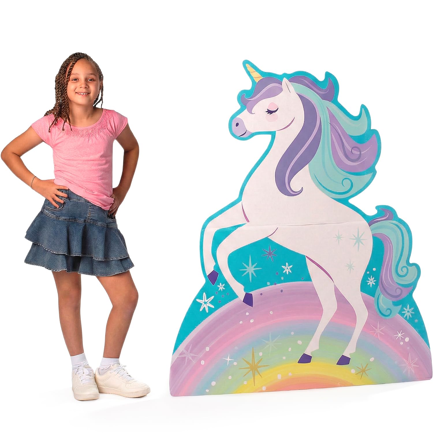Fun Express 44" x 4 ft. 6" Rainbow Unicorn Cardboard Cutout Stand-Up