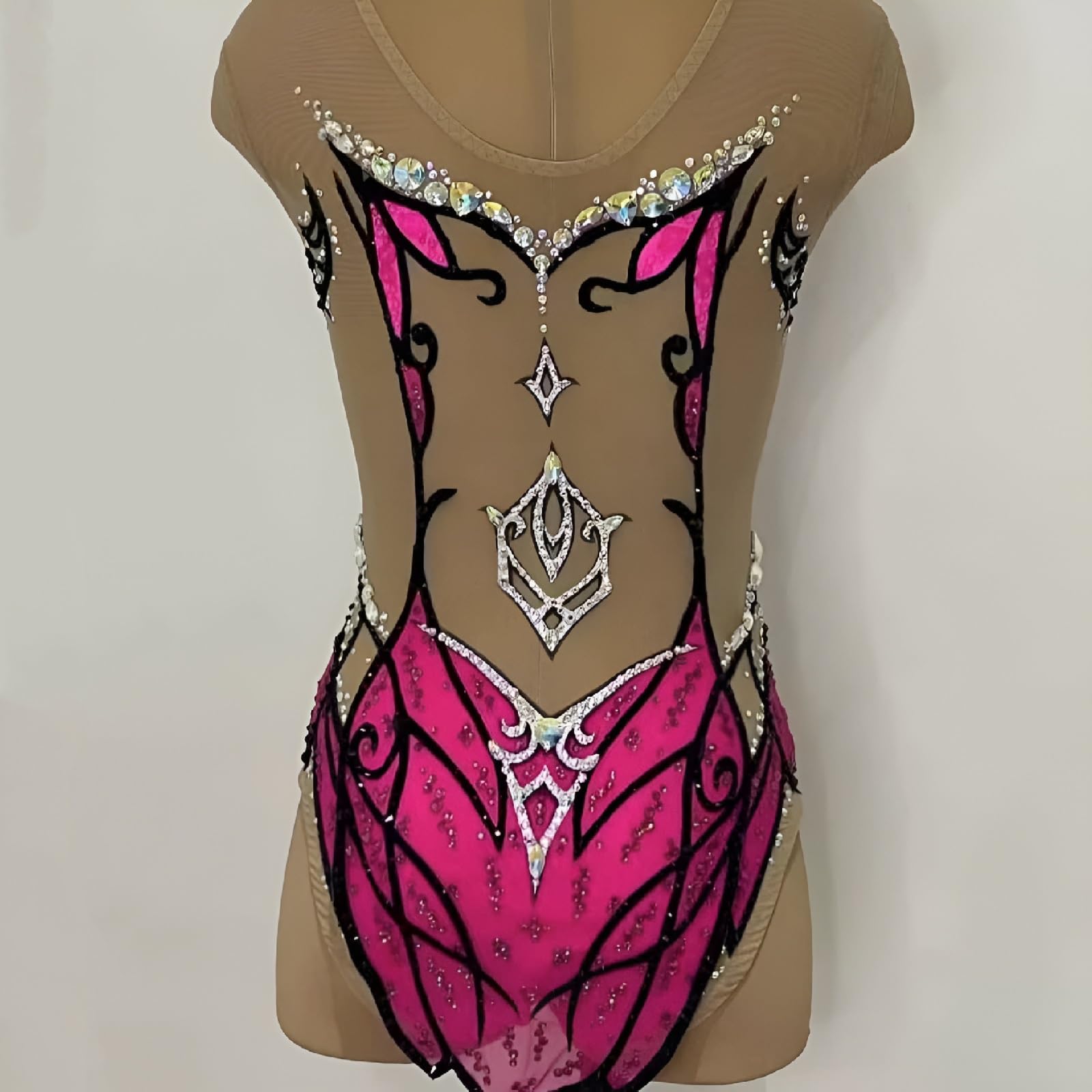 Maillot De Gimnasia Rítmica For Mujer Traje de Baile de Ballet de Alta Elasticidad Mono de Gimnasia Puesta En Escena
