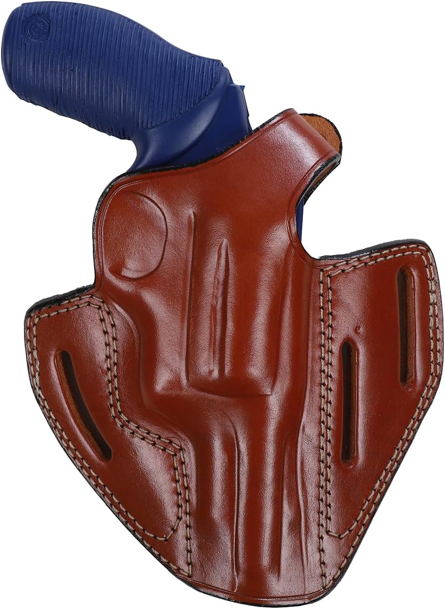 Pusat Holster | Hand-Molded Leather Thumb Break Holster Fits Taurus Judge 45 Colt/410 Mag 3 inch - 3-Slot OWB Belt Carry - Vegetable-Tanned Artisan Gear (Left Hand)