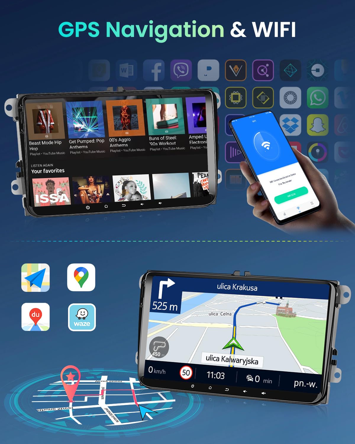 4G+64G Wireless Carplay Android Autoradio für VW Golf 5 6 Passat Polo Tiguan Touran Caddy Skoda SEAT 9 Zoll Autoradio mit Android Auto GPS Navi WiFi Mirror Link Bluetooth FM/RDS/DAB/SWC Rückfahrkamera