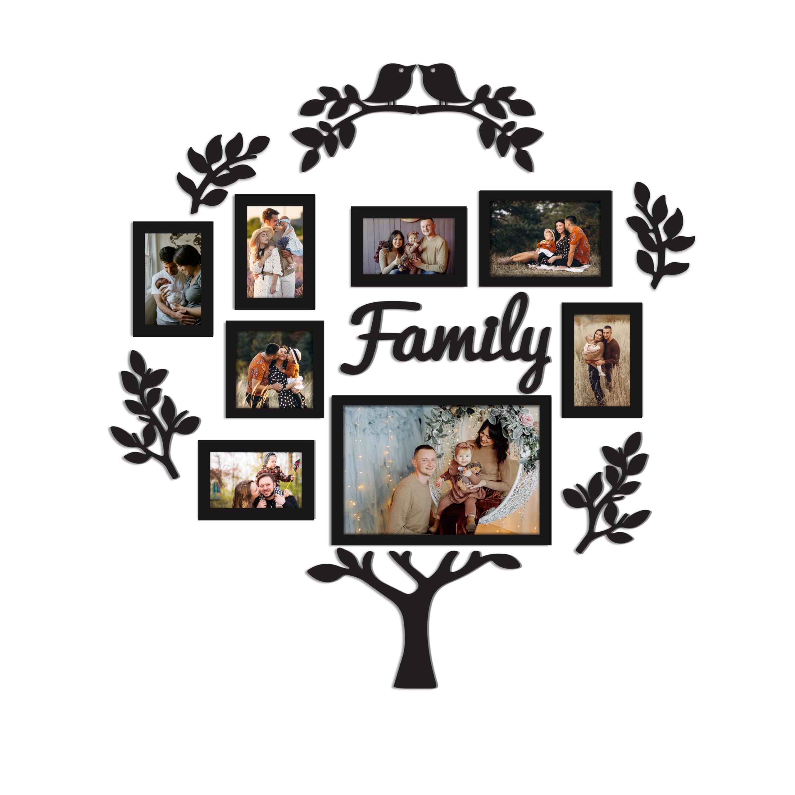 Family Tree Photo Frame Set - 8 Frames & Cutouts -5