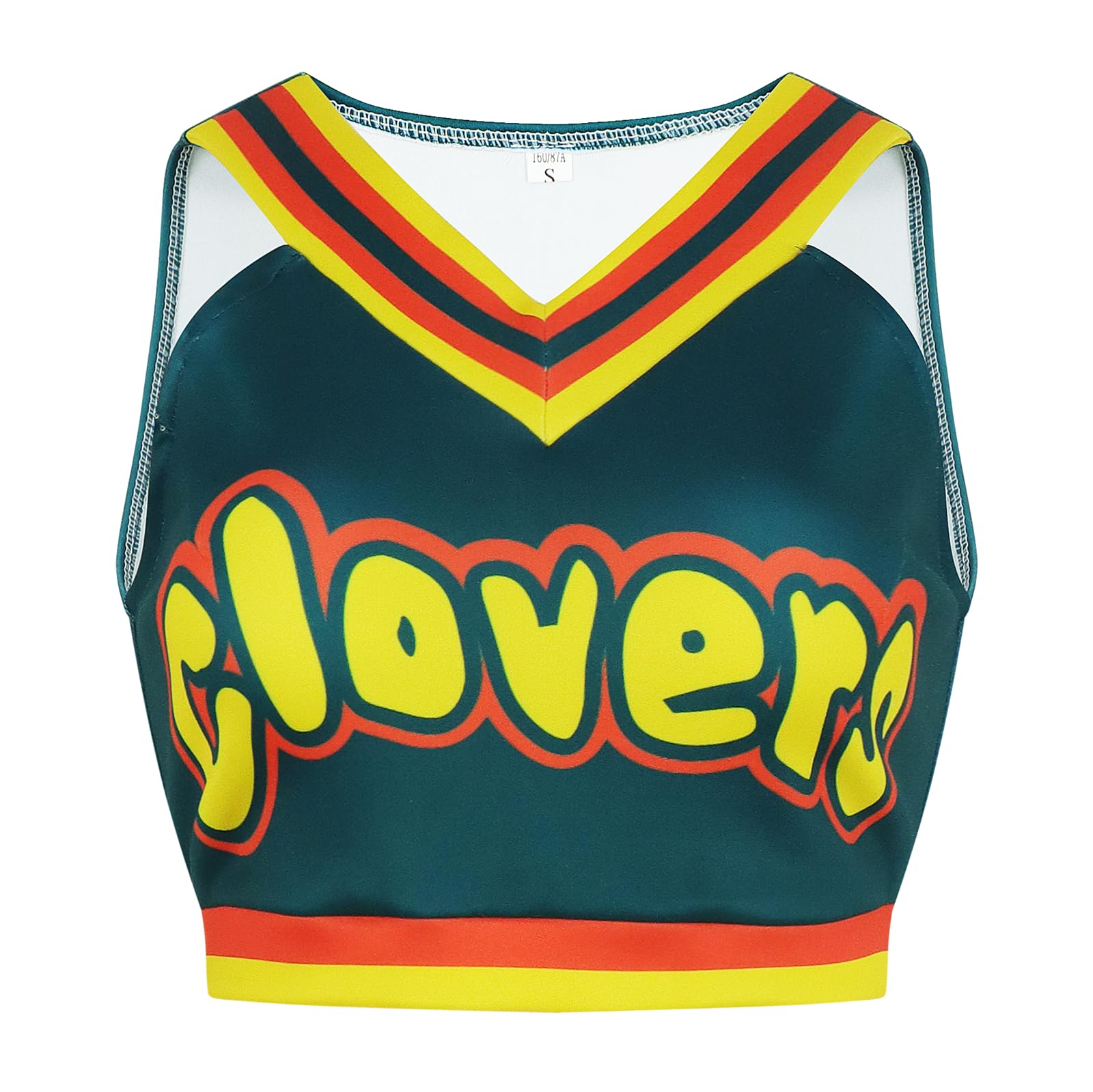 Costume da cheerleader da donna, con top corto e gonna, costume da cheerleader, per Halloween, cosplay, uniforme
