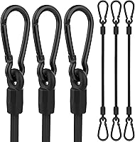 Vista 12 de Cuerdas elásticas con mosquetón, cuerdas elásticas resistentes de 12 pulgadas de largo con clip de mosquetón para exteriores, cuerda elástica extra