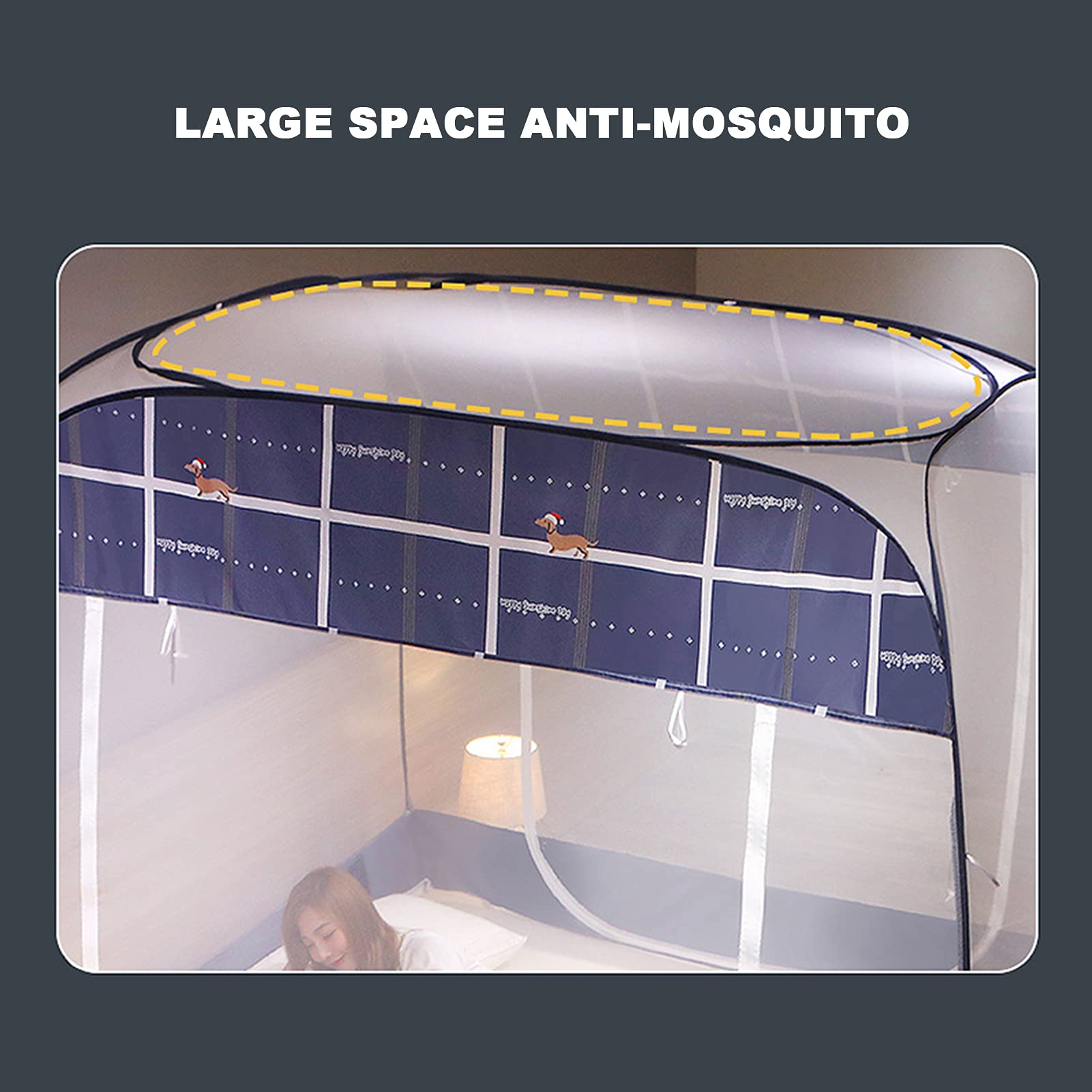 Mosquitera Plegable con Dosel para Cama, Doble Puerta, para Camping, con Cremallera, para Evitar Insectos, para Camas y dormitorios, A, 1,5 x 2,0 m