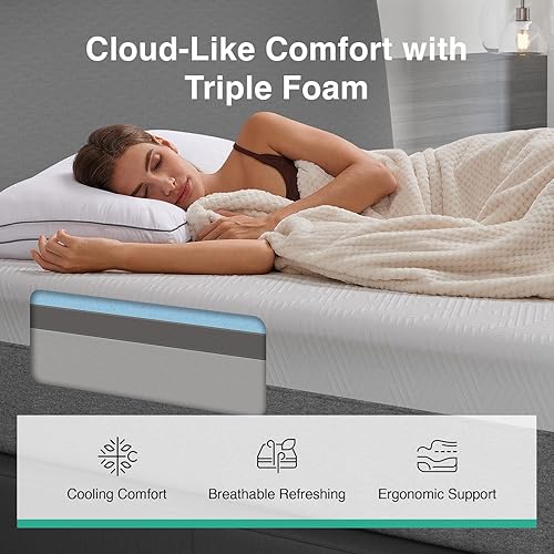 Miniatura 6 de Novilla Colchón King, Colchón de Espuma Viscoelástica King de 14 Pulgadas en una Caja para Soporte, Alivio de Presión y Comodidad Suave, Bliss