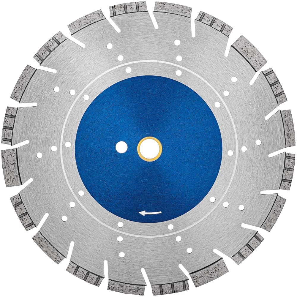 EDiamondTools 12" All Purpose Diamond Saw Blades for Hard/Reinforced Concrete, Asphalt, Granite, Terrazzo, Ductile Iron Piping, 3-5/8" Cutting Depth, 1" Arbor