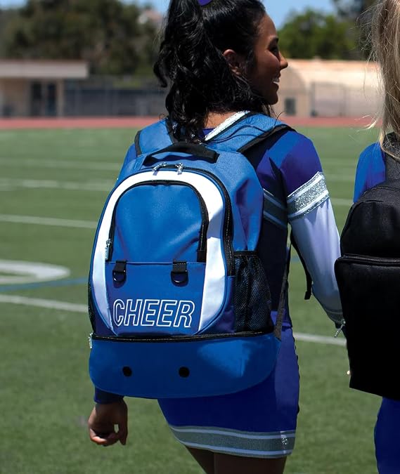 Chasse Challenger Cheer Backpack B572 600 Denier Polyester Bag with Bottom Shoe Compartment, Padded Straps and Mesh Side Pockets 20 x 16 x 6 Inches