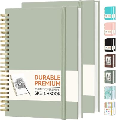 Forvencer 2 Pack Blank Spiral Notebook, 8"x 5.6"Hardcover Sketch Book