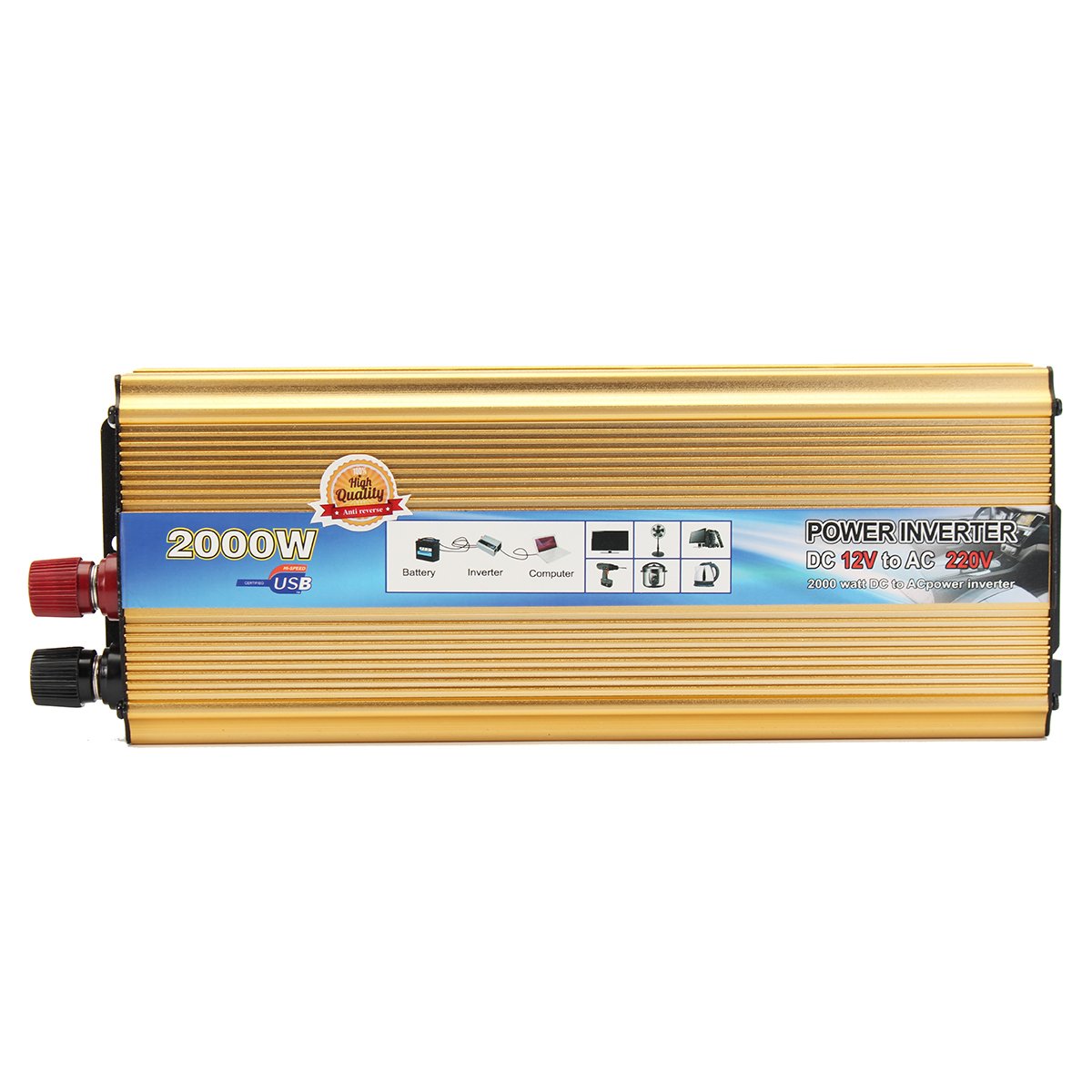 2000W Power Inverter DC 12V A AC 220V Convertidor De Coche Adaptador USB Cargador Fuente