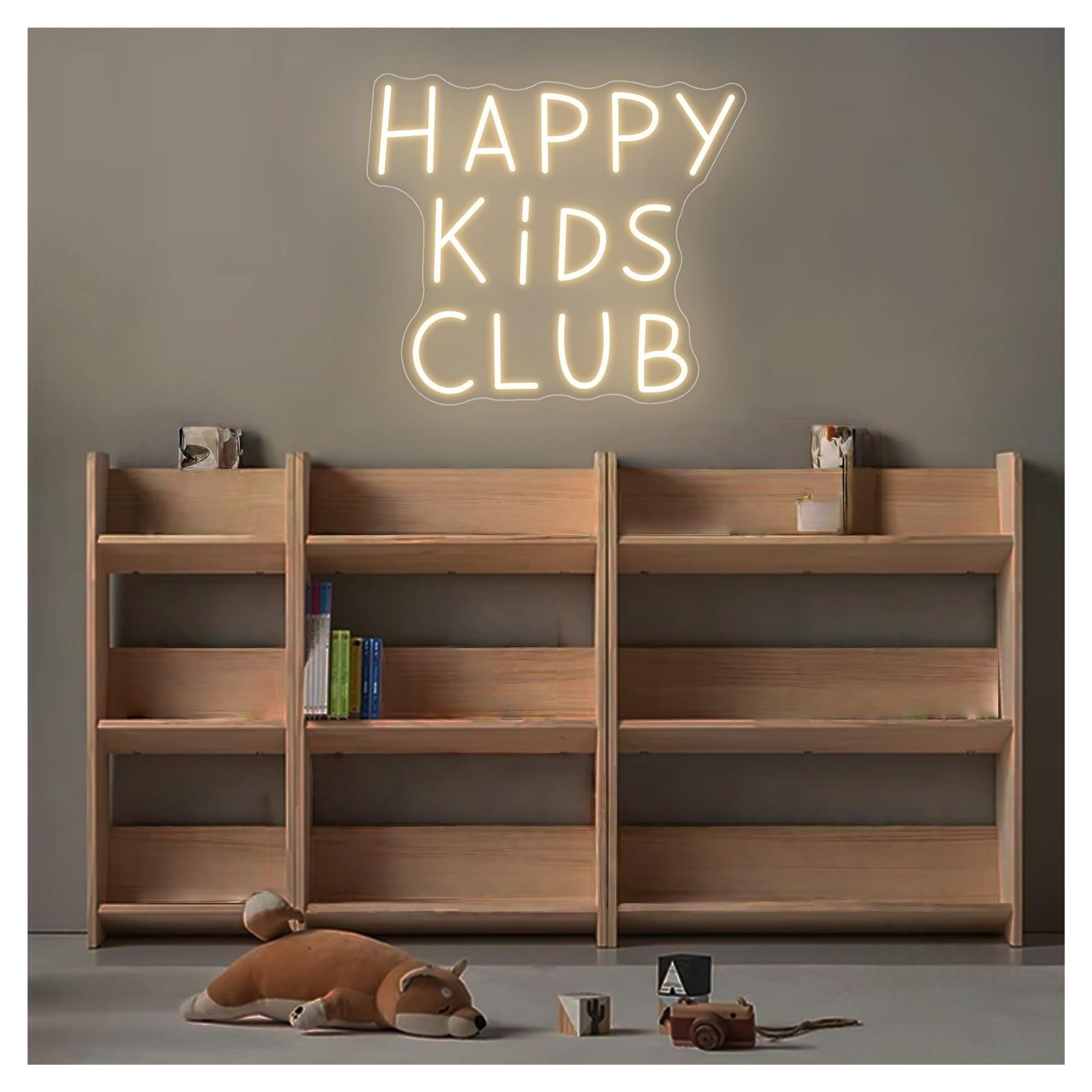 Shouxi B Sign Lamp Happy Kids Clu Neon Sign Kid's Room Decor For Playroom Nursery Classroom Wall 36Cmx41cm(B)
