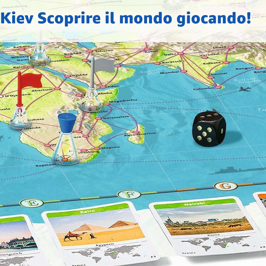 Ravensburger Gioco per famiglie 26888 - World tour - classico per famiglie da 8 anni - gioco da tavolo, viaggi in tutto il mondo, gioco da tavolo per un massimo di 6 giocatori - oltre 170 città