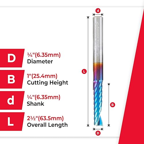 Miniatura 62 de Amana Tool Spektra 51446-K, 51446-K, 1/8 D x 3/4 CH x 1/4 SHK x 2-1/2 pulgadas de largo, acabado de espejo