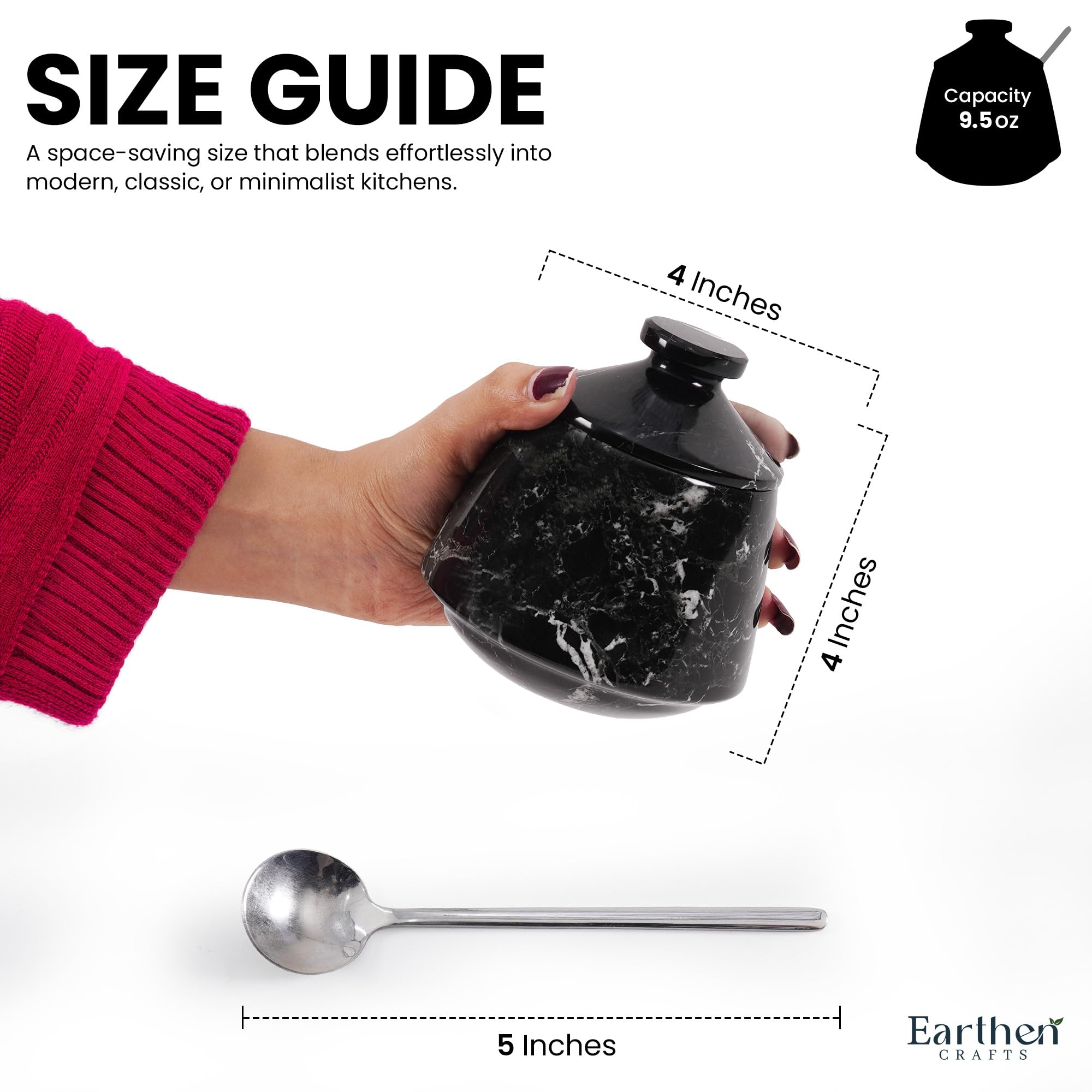 Salero de mármol con tapa y cuchara, azucarero hecho a mano en cebra negra de 10 cm, contenedores de condimentos, portasal y pimienta, almacenamiento para joyas, recipiente de sal