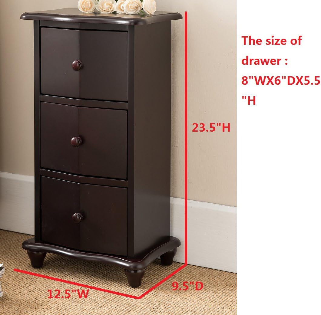 Pilaster Designs Declan Wood Accent Display Chest Cabinet with 3 Storage Drawers - Dark Cherry: Kitchen & Dining