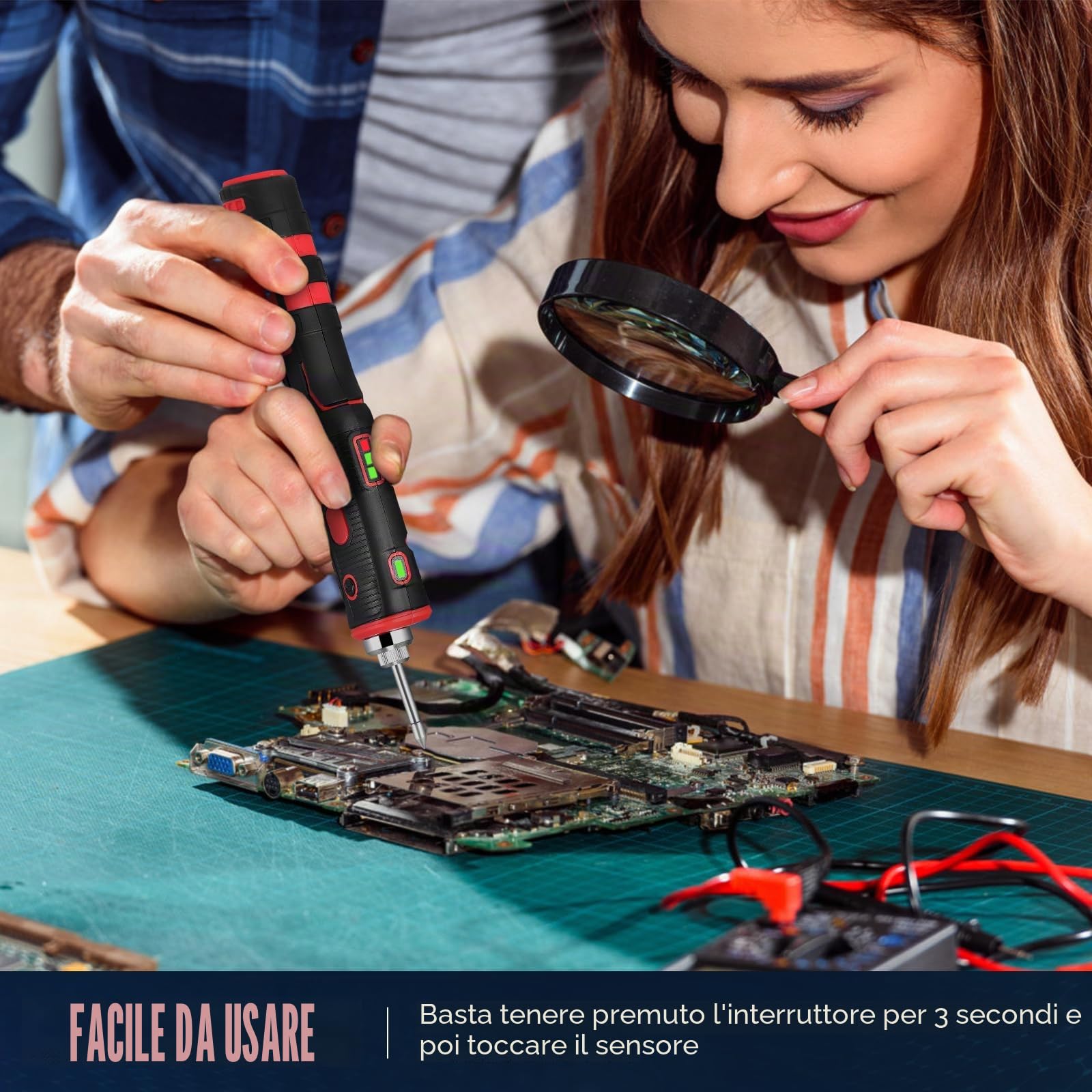 Set saldatore a batteria senza fili, LED, 11 W, 1800 mAh, riscaldamento rapido, stagno di saldatura, punte, ideale per principianti e professionisti