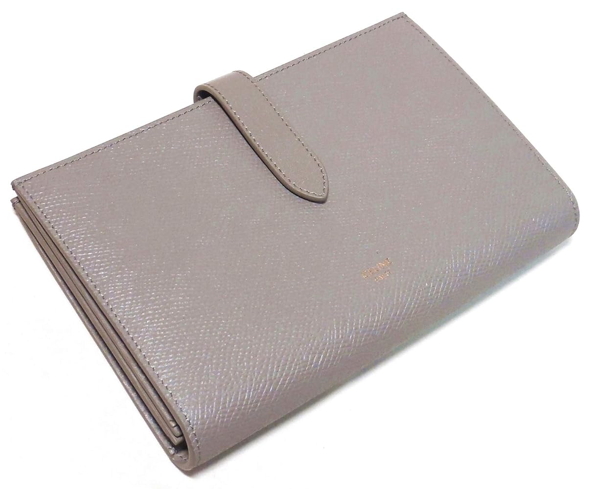 CELINE セリーヌ ラージ ストラップウォレット 長財布 グレー レディース セリーヌ ラージストラップウォレット グレー×ホワイト