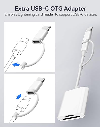 Miniatura 3 de Lector de tarjetas SD para iPhone iPad, conector Lightning dual y USB-C adaptador de tarjeta SD de memoria, compatible con tarjetas SDMicroSD, visor