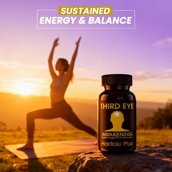 Third Eye Awakening Organic Haritaki Capsules King of Herbs for Pineal Gland Decalcification, Third Eye Activation & Intuition Trusted by Millions of Yogis 650mg 100 Vegan Capsules.