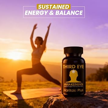 Third Eye Awakening Organic Haritaki Capsules King of Herbs for Pineal Gland Decalcification, Third Eye Activation & Intuition Trusted by Millions of Yogis 650mg 100 Vegan Capsules.