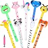9 Pcs Inflatable Animals Stick with Sound Jungle Safari Inflatable Toys Tiger Zebra Giraffe Elephant Balloon Sticks Inflatable Hammer Blow up Animals for Animal Theme Birthday Party Favors Decorations
