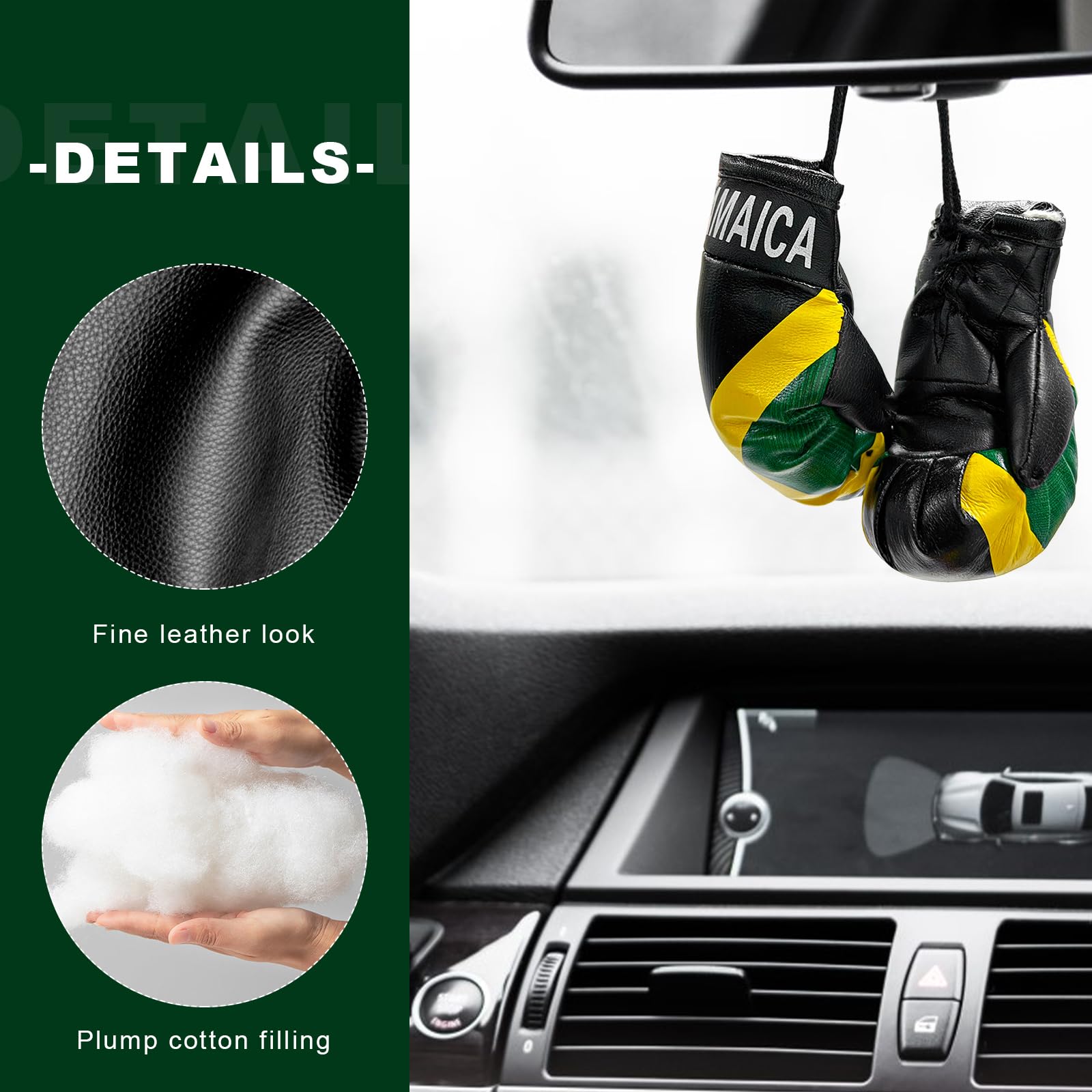 1 Pair Mini Boxing Gloves for Car Mirror Novelty Miniature Punching Gloves Automobile Mirror Hanging Accessories Christmas Ornament — view 4