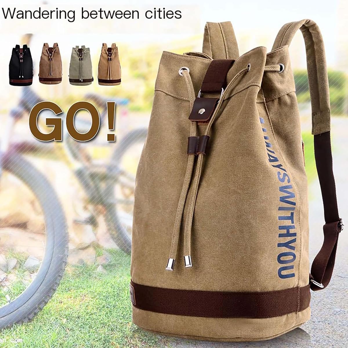 GAMIRA Borsa a secchiello con coulisse per sport all'aria aperta, Zaino con coulisse di grande capacità, Zaino sportivo in tela per donna uomo