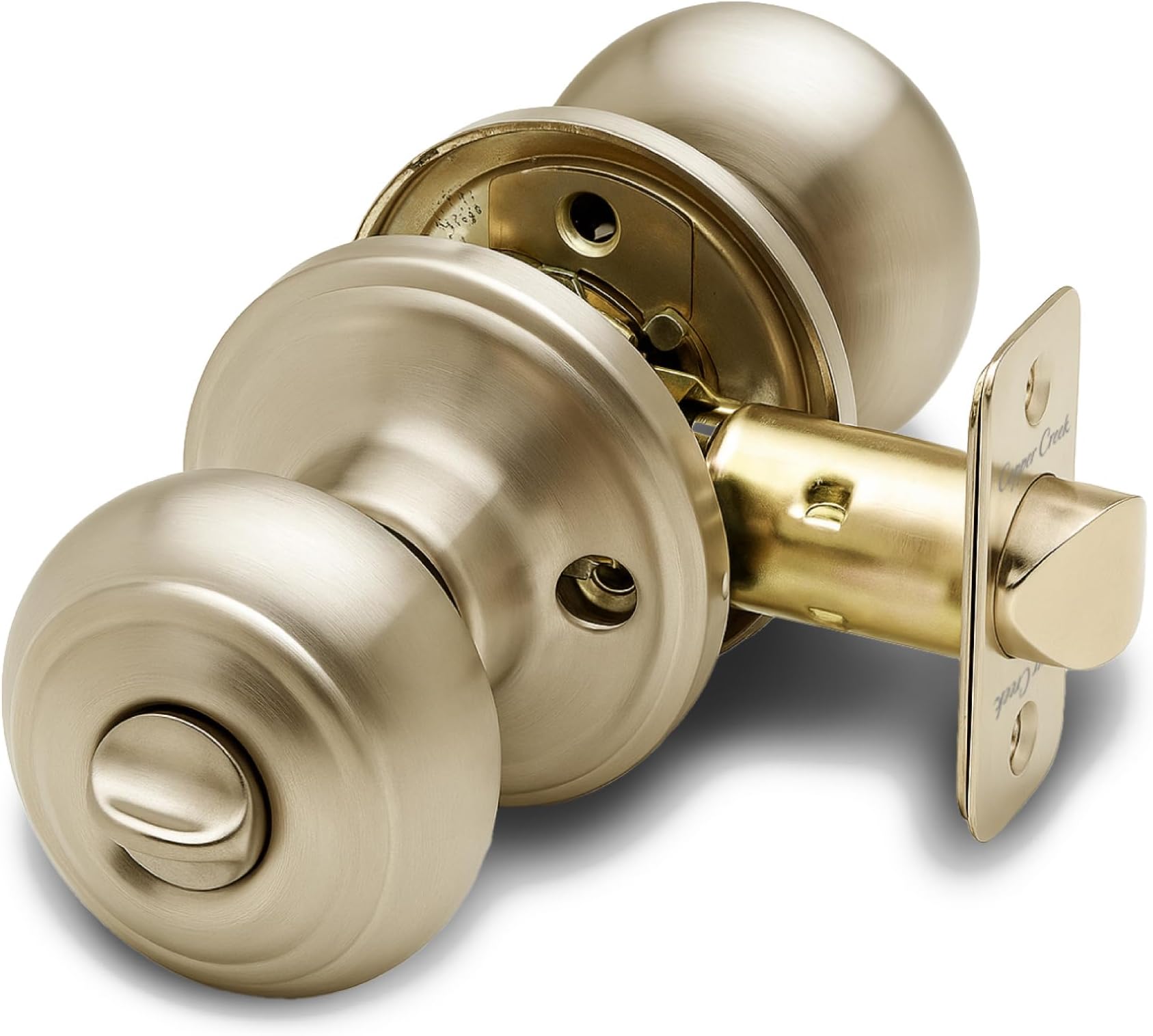 Copper Creek CK2030PB Colonial Door Knob, Privacy Function, 1-Pack, Polished Brass