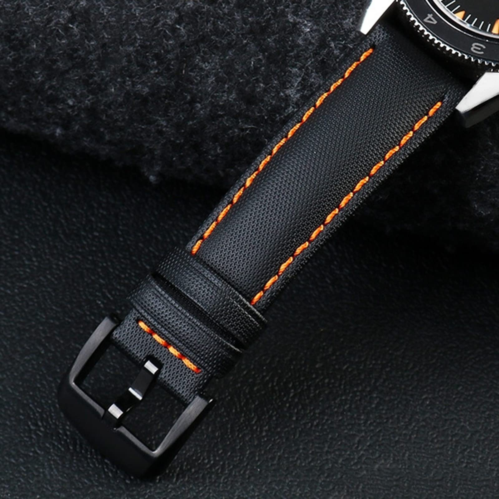 Bracelet de Montre en Cuir, Bracelet de Montre Unisexe étanche en Nylon 20/22 mm avec Coussinet Confortable Cuir Veau